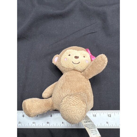 Cuddly Carters Child Of Mine Plush SM Monkey Soft Pink Bow Lovie Security Toy - Picture 6 of 6